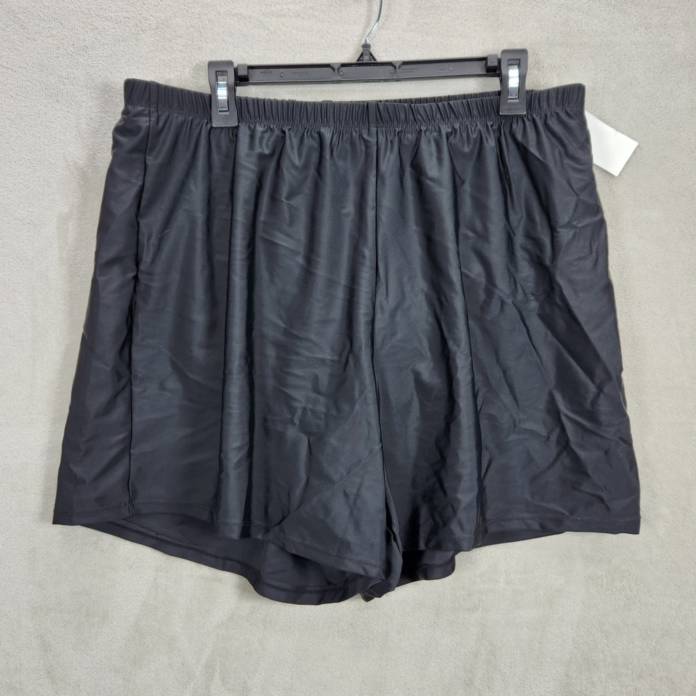 Island Escape Woman Black‎ Thigh Minimizer Swim Shorts Plus Size 18W 770063 NEW